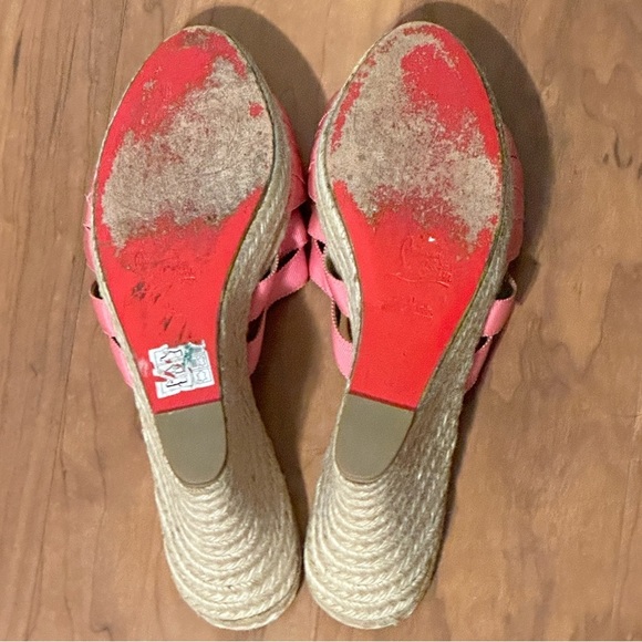 CHRISTIAN LOUBOUTIN Espadrille Sandal Wedges Pink Women’s 40 *AUTHENTIC* - Picture 5 of 5